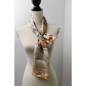 BAAR & BEARDS peach marbled Print Abstract Scarf Japan Hand Rolled